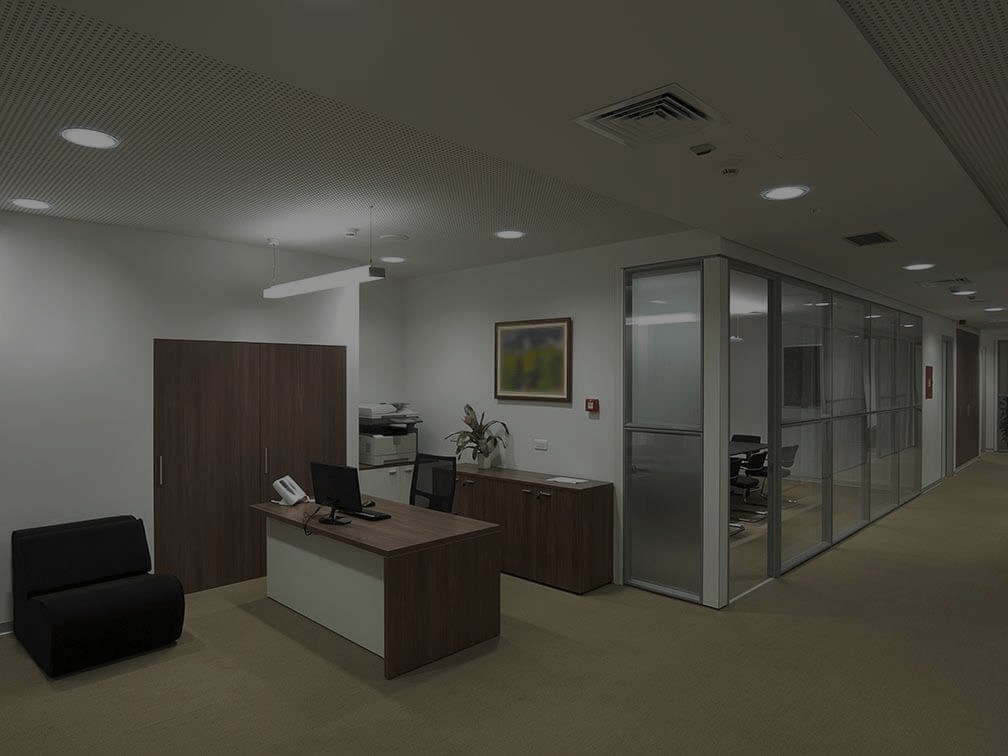 A darkened image of an office partition wall